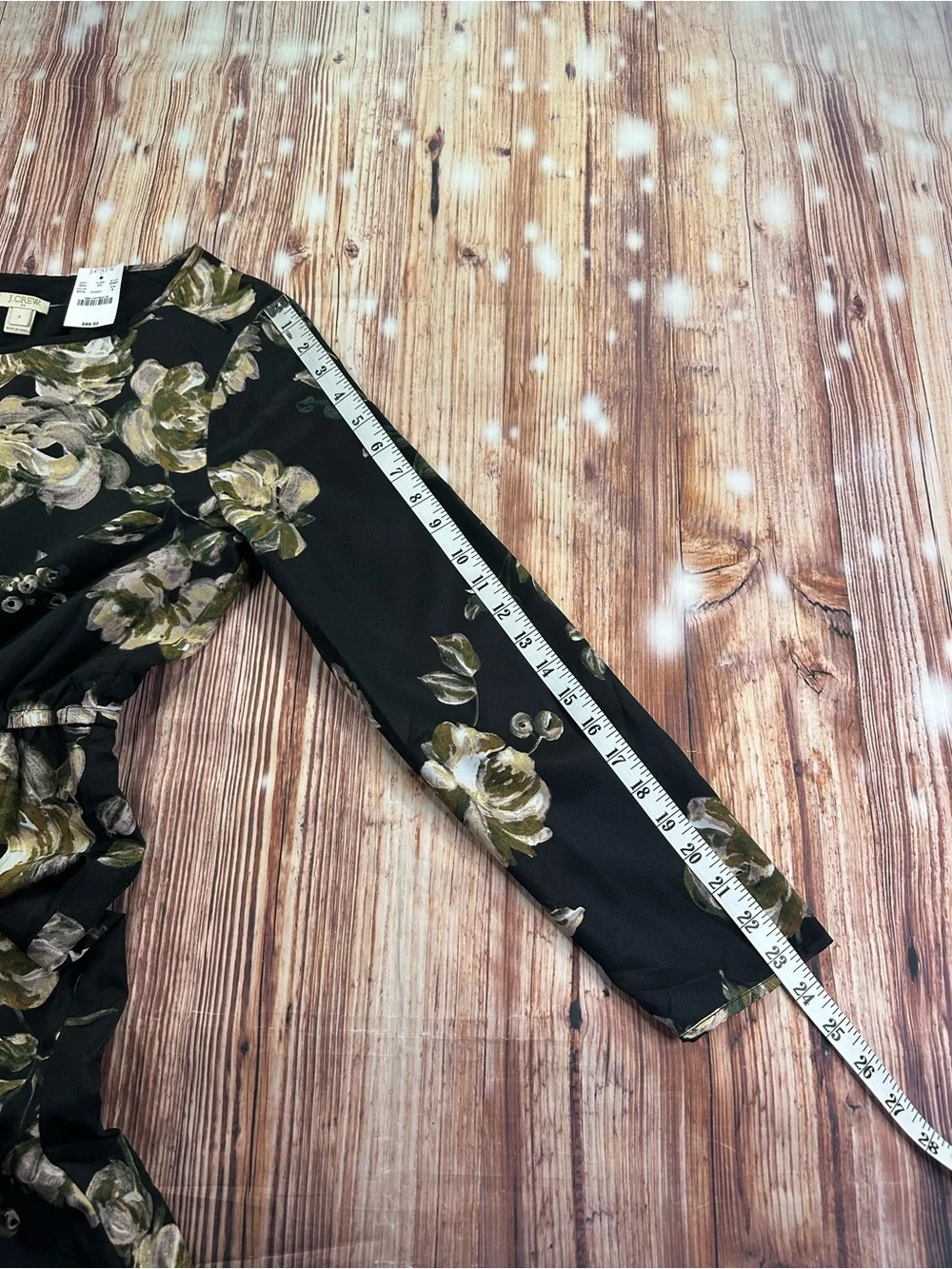 NWT J. Crew Black Floral Long Sleeve Tulip Hem Dress - Size 8  Polyester